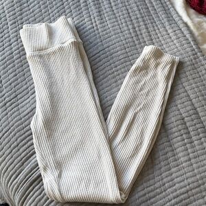 Abercrombie & Fitch Cream Ribbed Leggings